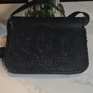 Elegant Mexican Black Leather Handbag